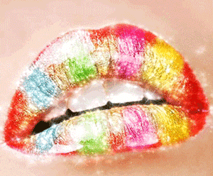 Gif animé bouche multicolors